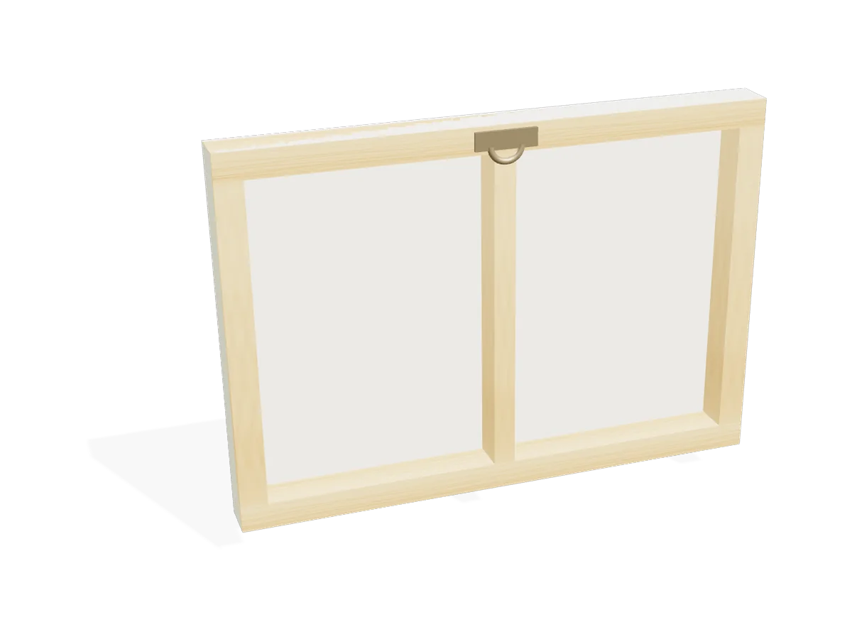 Back of a canvas print showing the wooden frame and the pre-mounted hanging hook