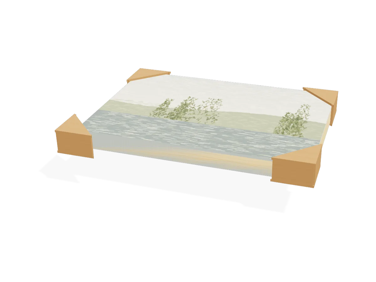 Canvas print with cardboard corner protectors