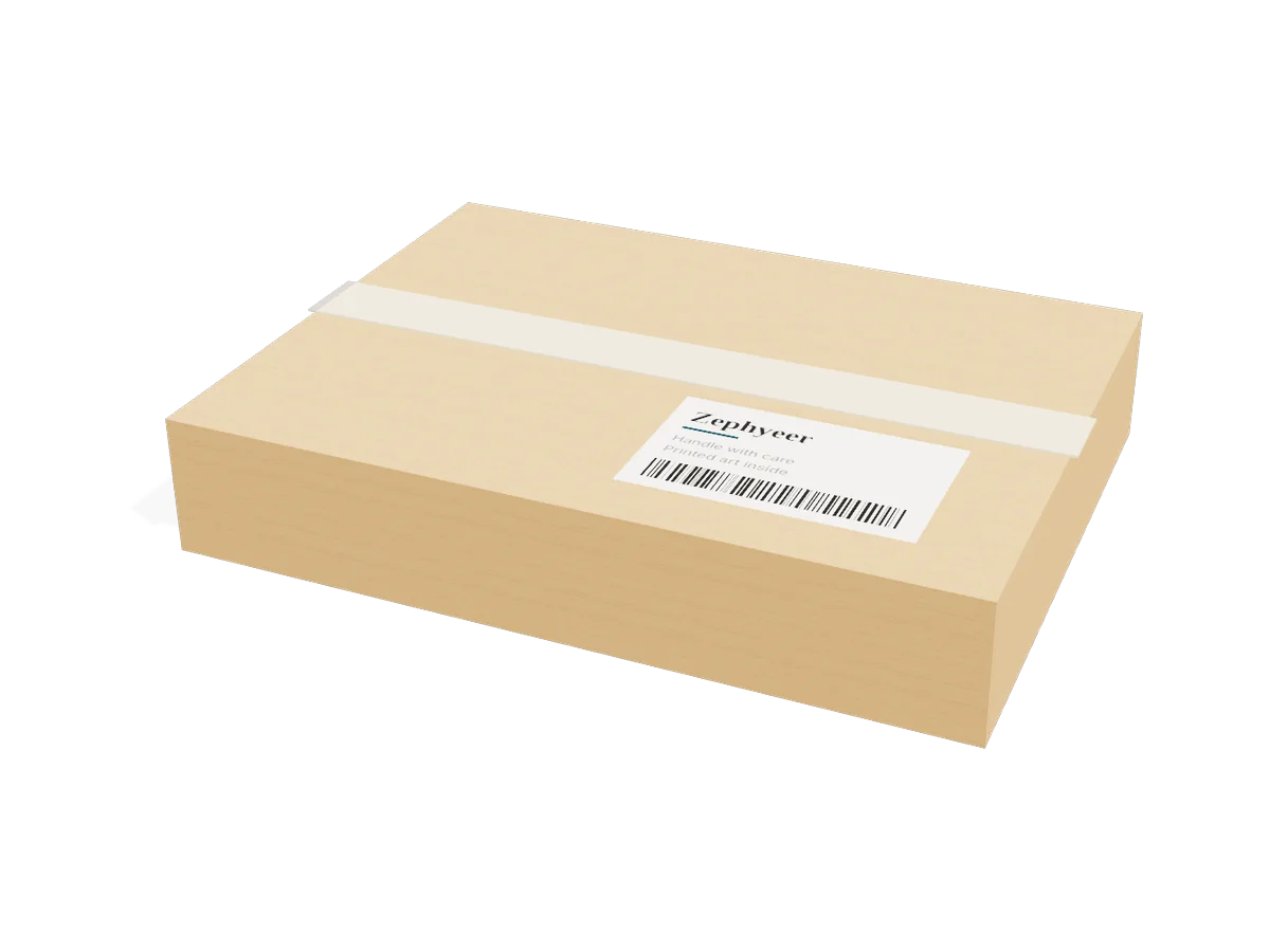 Sealed cardboard box with a Zephyeer shipping label