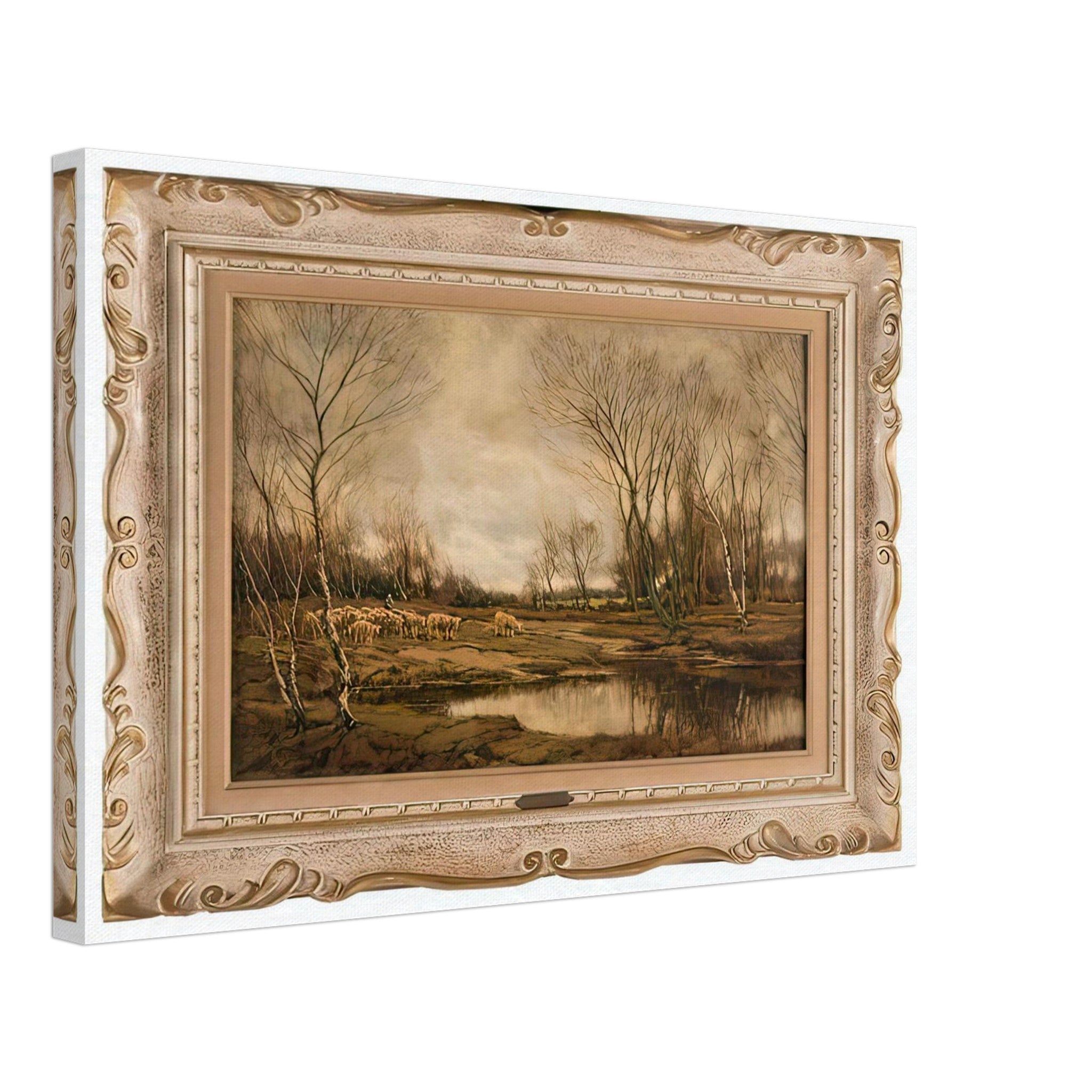 Sheep by the Pool by Arnold Marc Gorter — Framed art print at Zephyeer