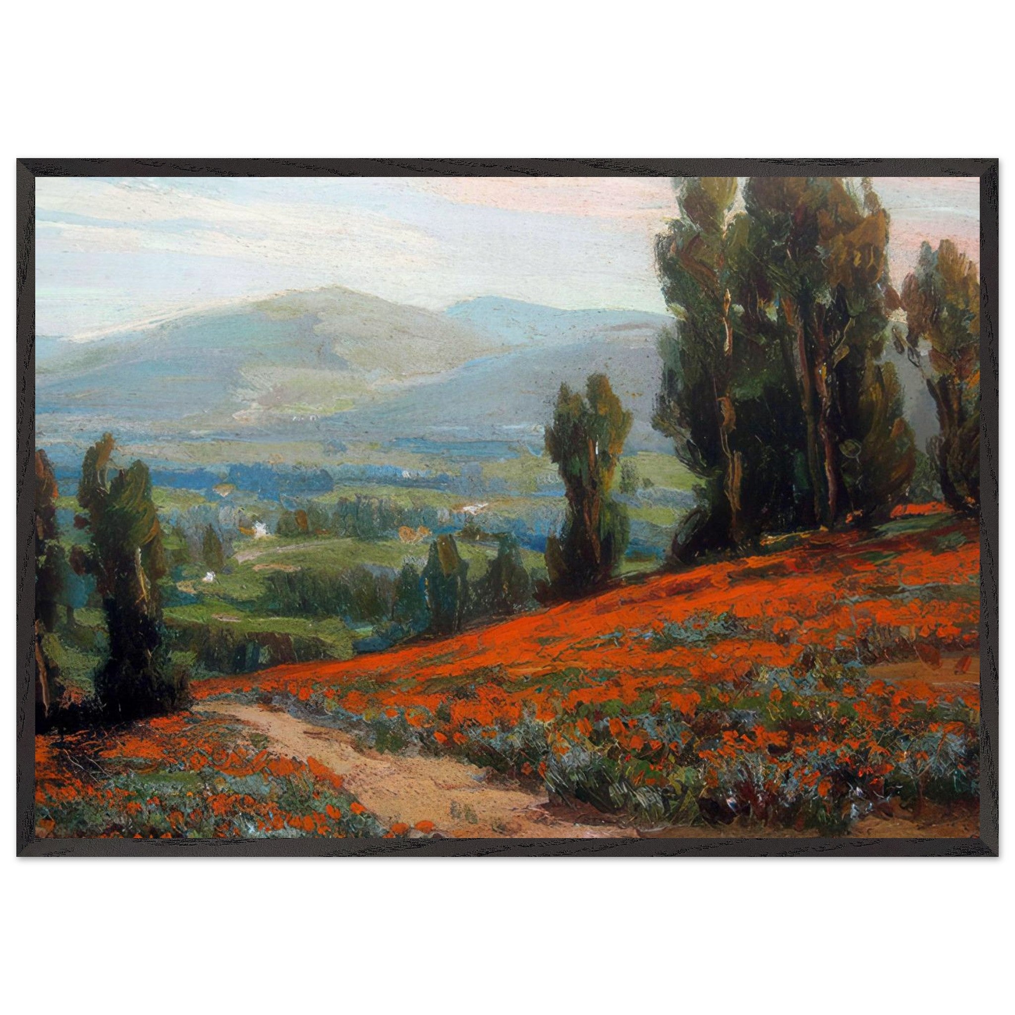 Poppies and Eucalyptus by Benjamin Brown — Framed art print at Zephyeer