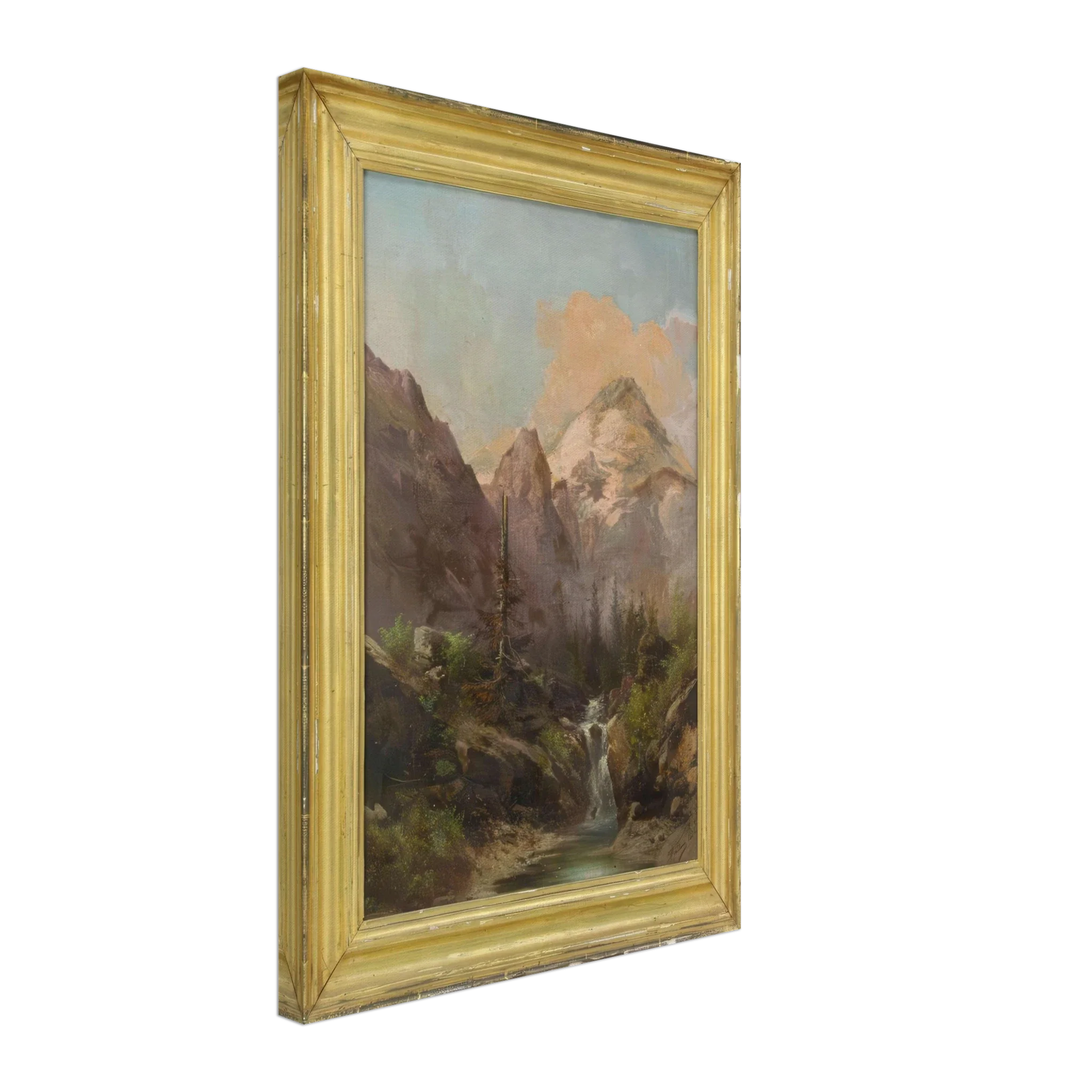 Mountain and River Landscape by Guido Agostini — Framed art print at Zephyeer