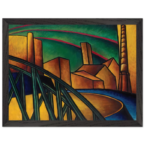 Landscape with Bridge at Ã"buda Hajógyár by Laszlo Moholy-Nagy — Framed art print at Zephyeer