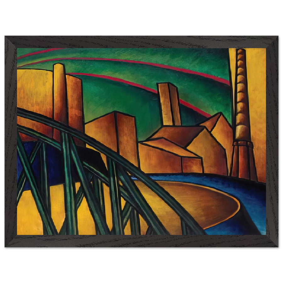 Landscape with Bridge at Ã"buda Hajógyár by Laszlo Moholy-Nagy — Framed art print at Zephyeer