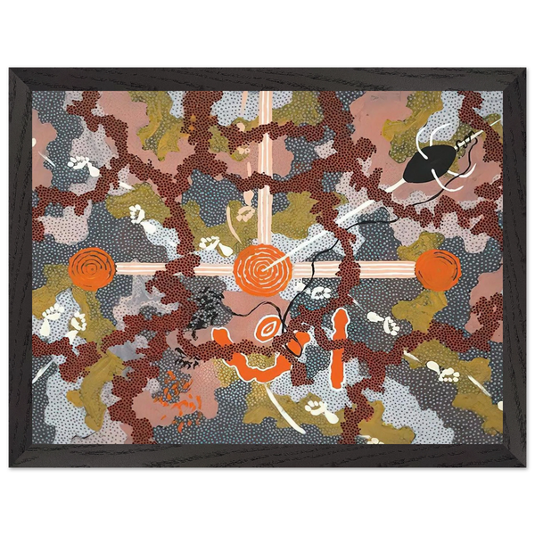 Ngarlu Love Story - 1993 by Clifford Possum Tjapaltjarri — Framed art print at Zephyeer