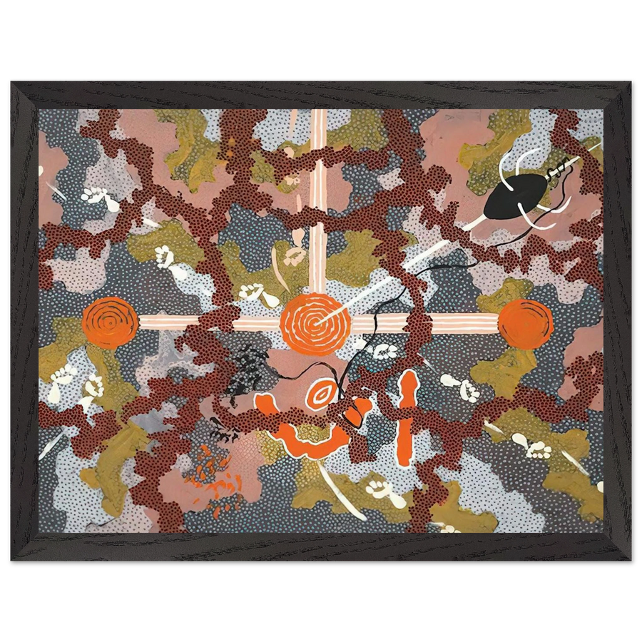Ngarlu Love Story - 1993 by Clifford Possum Tjapaltjarri — Framed art print at Zephyeer