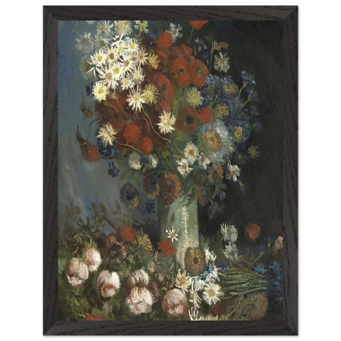 Still life with meadow flowers and roses by Vincent van Gogh — Framed art print at Zephyeer