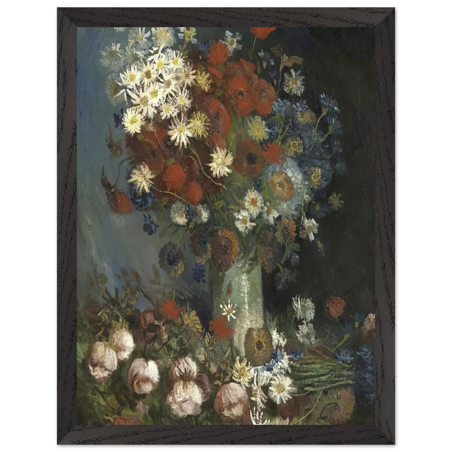 Still life with meadow flowers and roses by Vincent van Gogh — Framed art print at Zephyeer