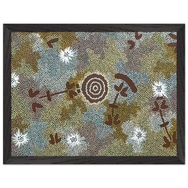 Rock Wallaby Dreaming - 1988 by Clifford Possum Tjapaltjarri — Framed art print at Zephyeer