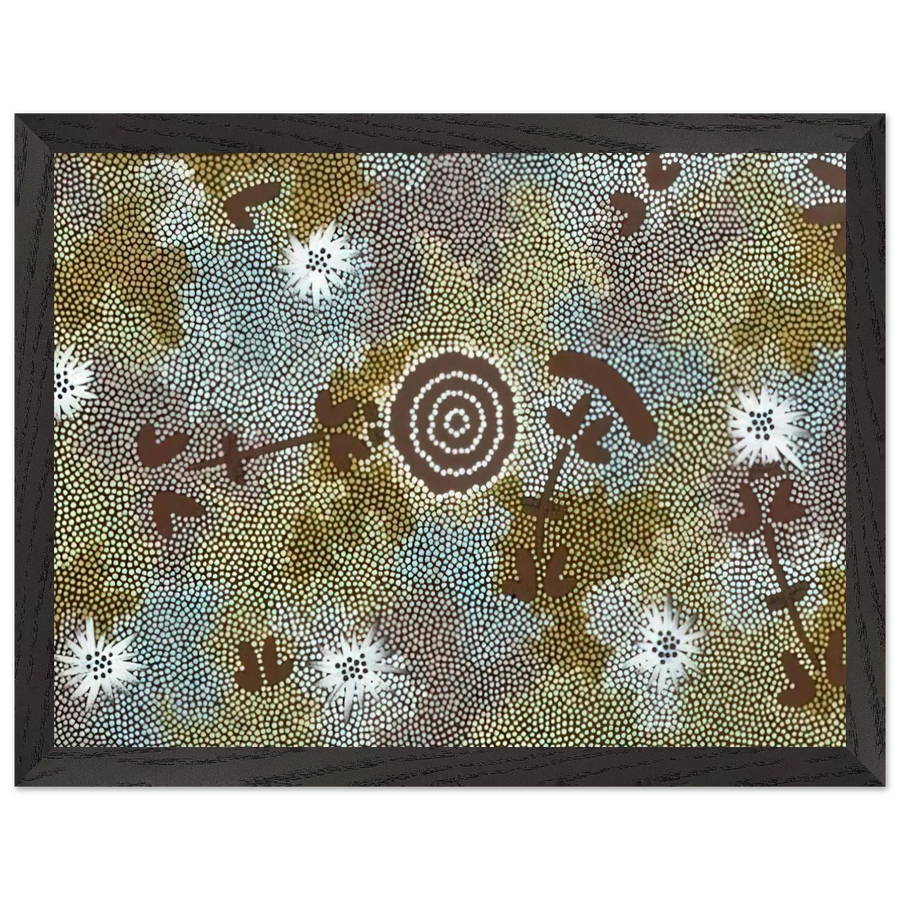 Rock Wallaby Dreaming - 1988 by Clifford Possum Tjapaltjarri — Framed art print at Zephyeer