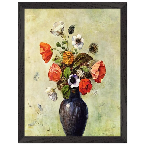 ANEMONES AND POPPIES IN A VASE by Odilon Redon — Framed art print at Zephyeer