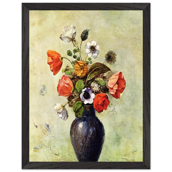 ANEMONES AND POPPIES IN A VASE by Odilon Redon — Framed art print at Zephyeer