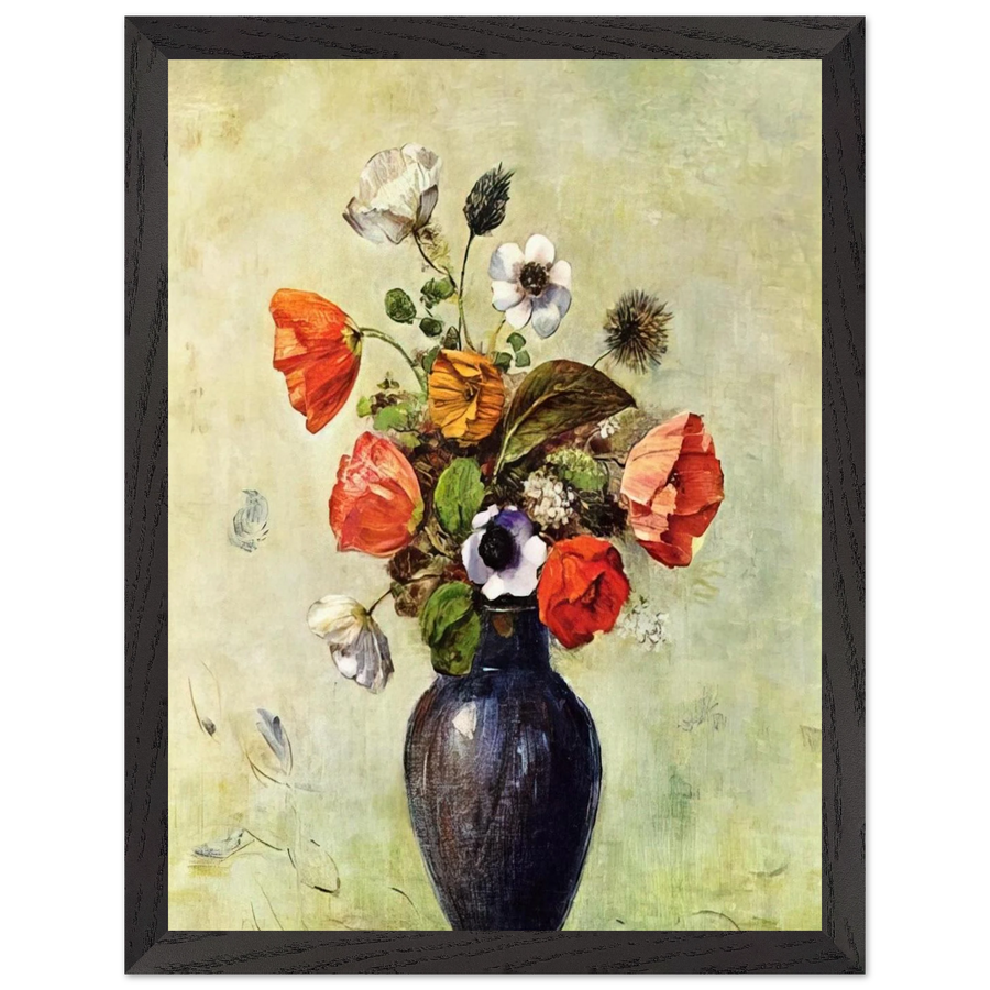 ANEMONES AND POPPIES IN A VASE by Odilon Redon — Framed art print at Zephyeer