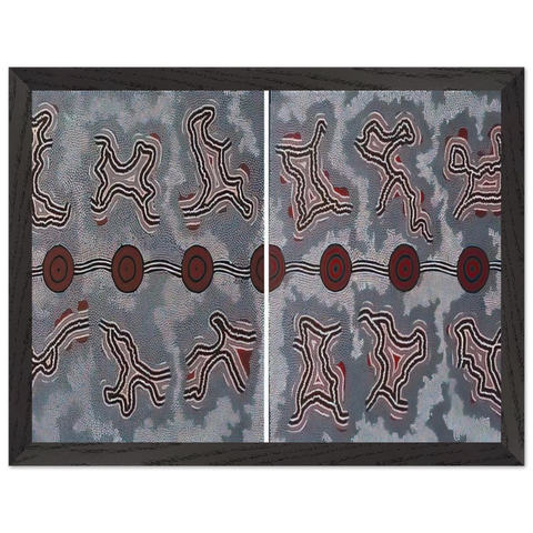 Narripi Dreaming Diptych - 1990 by Clifford Possum Tjapaltjarri — Framed art print at Zephyeer