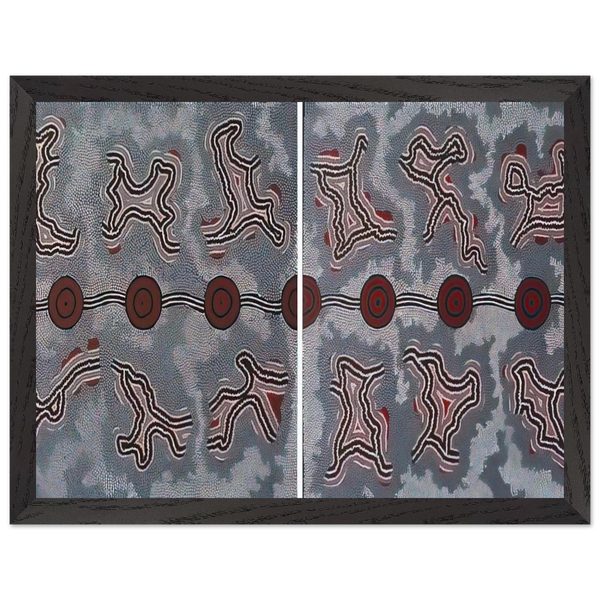 Narripi Dreaming Diptych - 1990 by Clifford Possum Tjapaltjarri — Framed art print at Zephyeer