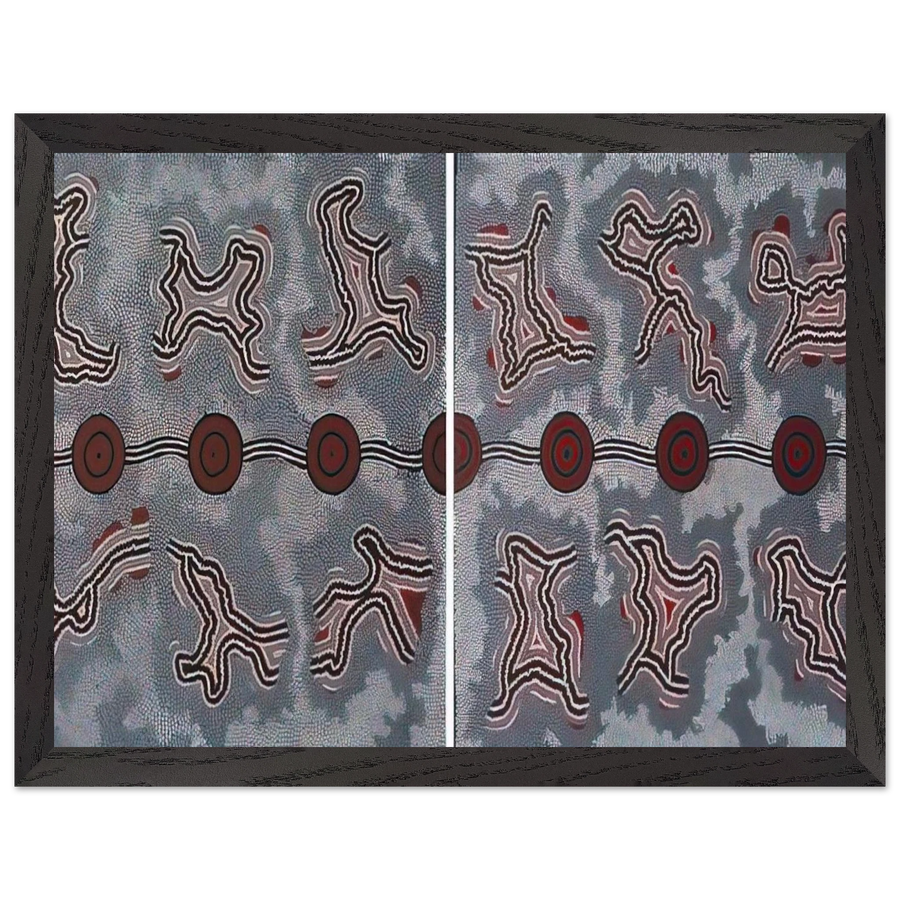 Narripi Dreaming Diptych - 1990 by Clifford Possum Tjapaltjarri — Framed art print at Zephyeer
