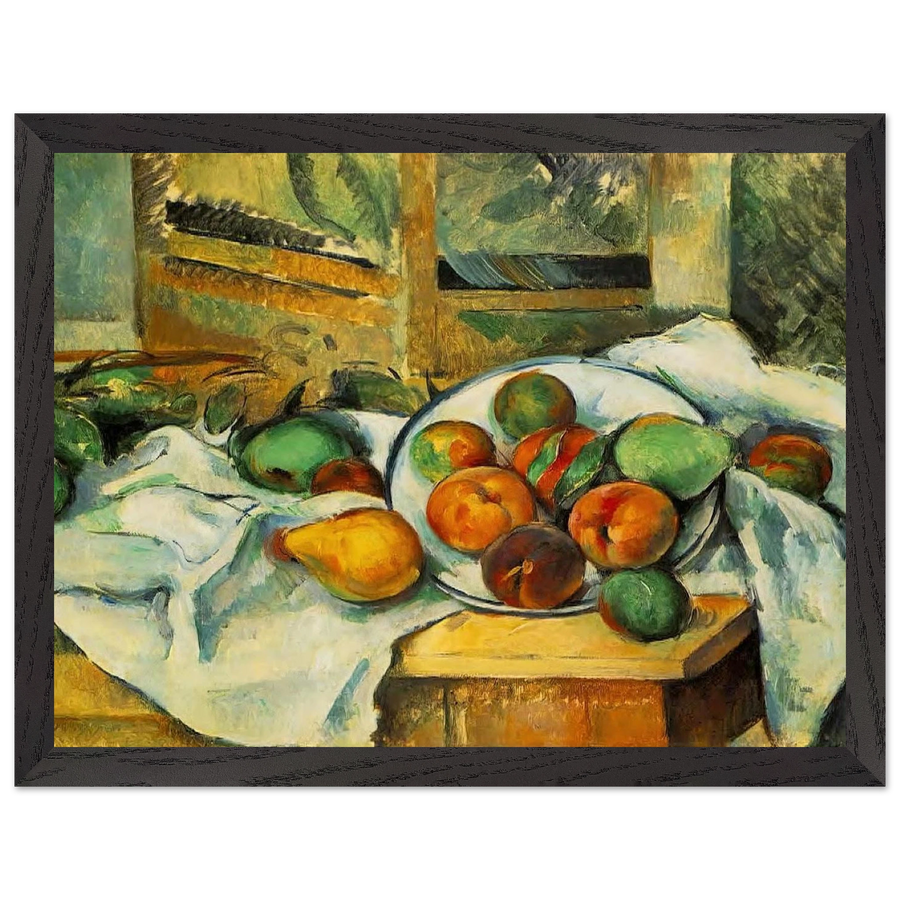 Table, Napkin and Fruit by Paul Cézanne — Framed art print at Zephyeer