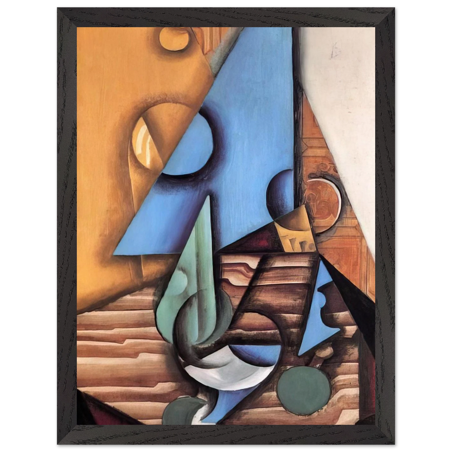 BOTTLE AND GLASS ON A TABLE 1914 by Juan Gris — Framed art print at Zephyeer