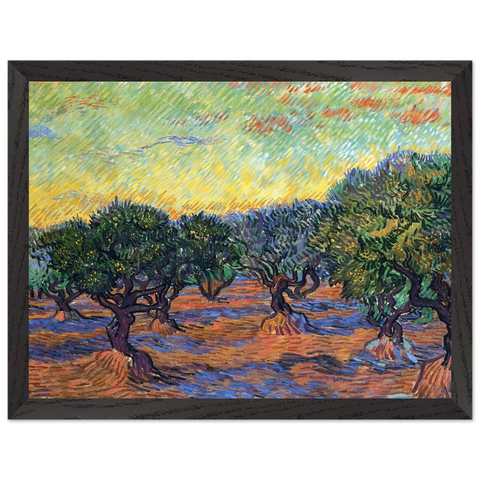 Olive Grove - Orange Sky by Vincent van Gogh — Framed art print at Zephyeer