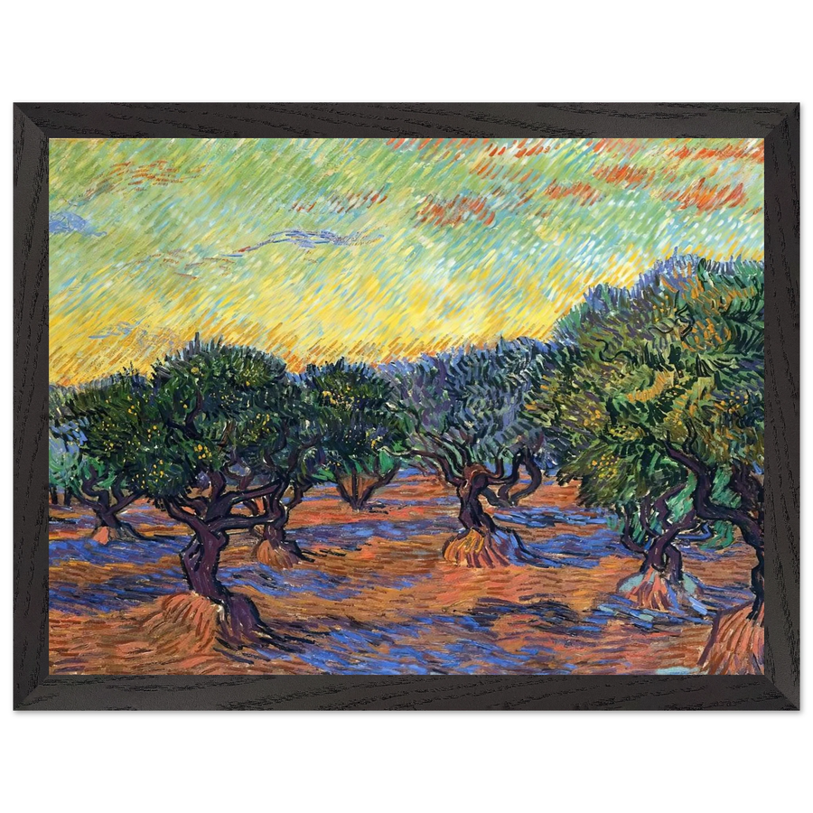 Olive Grove - Orange Sky by Vincent van Gogh — Framed art print at Zephyeer