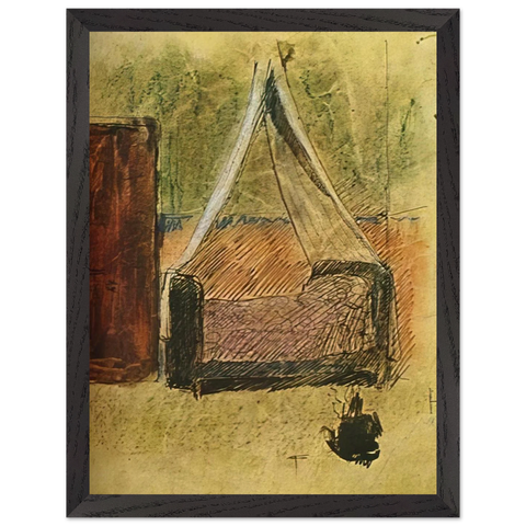 Bed with mosquito nets by Pablo Picasso — Framed art print at Zephyeer