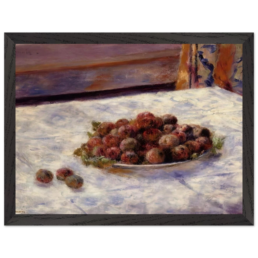 Still Life, a Plate of Plums by Pierre-Auguste Renoir — Framed art print at Zephyeer