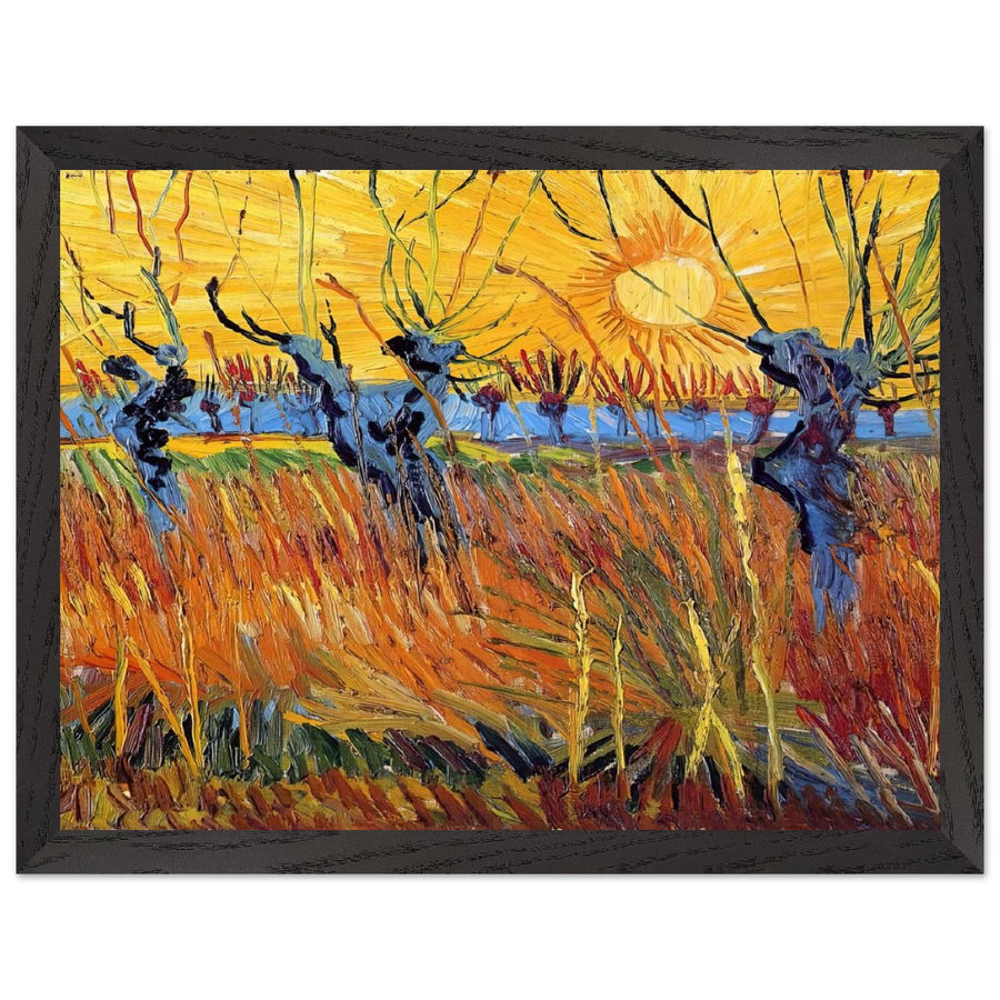 Pollard Willows and Setting Sun by Vincent van Gogh — Framed art print at Zephyeer