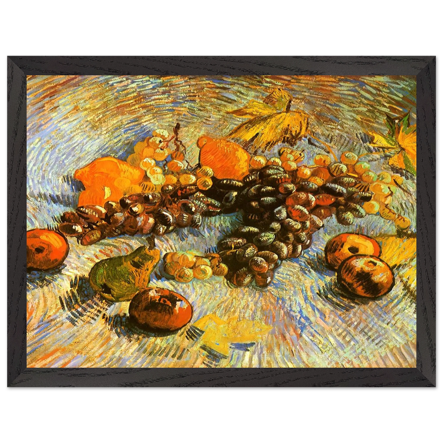 Still Life with Apples, Pears, Lemons and Grapes by Vincent van Gogh — Framed art print at Zephyeer