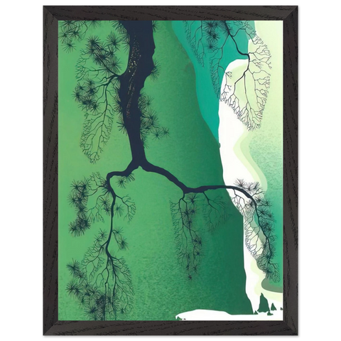 Sea Cliffs and Pine Branch by Eyvind Earle — Framed art print at Zephyeer