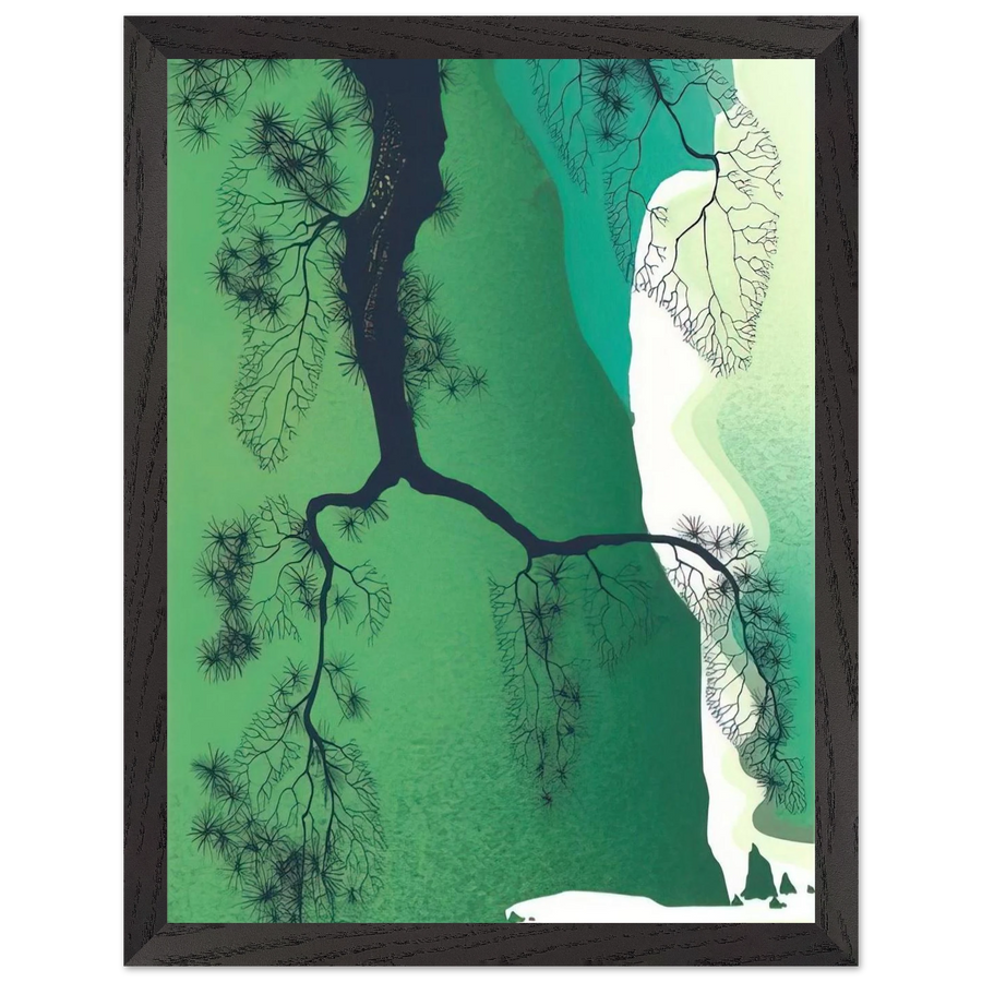 Sea Cliffs and Pine Branch by Eyvind Earle — Framed art print at Zephyeer