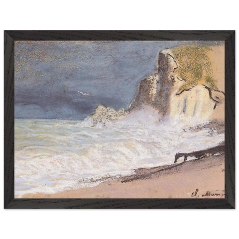 The Manneport, Etretat - Amont Cliff, Rough Weather by Claude Monet — Framed art print at Zephyeer