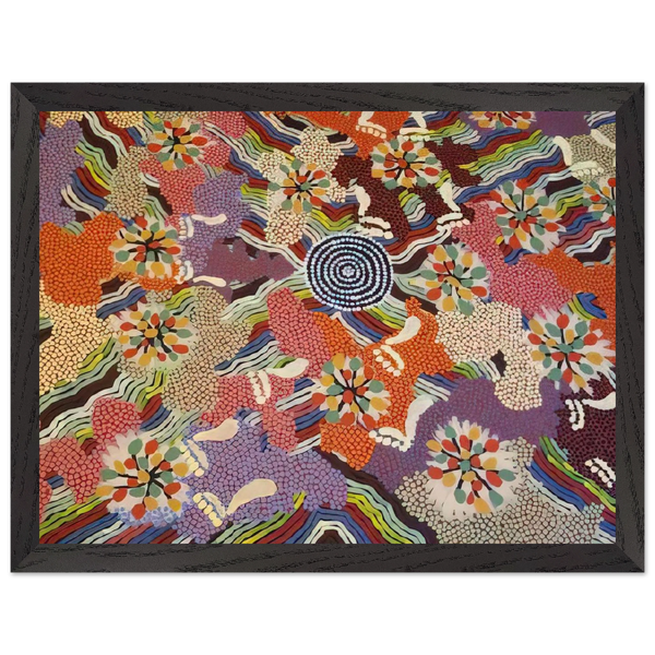Food Gathering Napparbee - Native Art by Clifford Possum Tjapaltjarri — Framed art print at Zephyeer