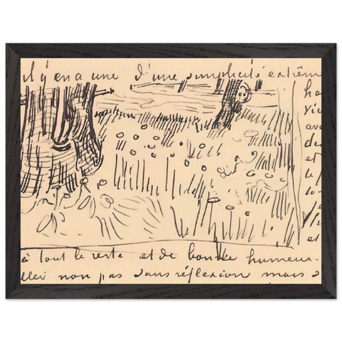 Field of Grass with Dandelions and Tree Trunks by Vincent van Gogh — Framed art print at Zephyeer