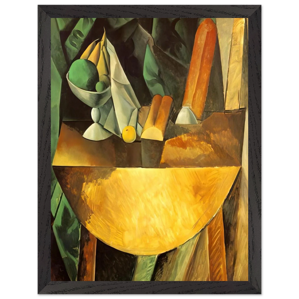 Bread and dish with fruits on the table by Pablo Picasso — Framed art print at Zephyeer