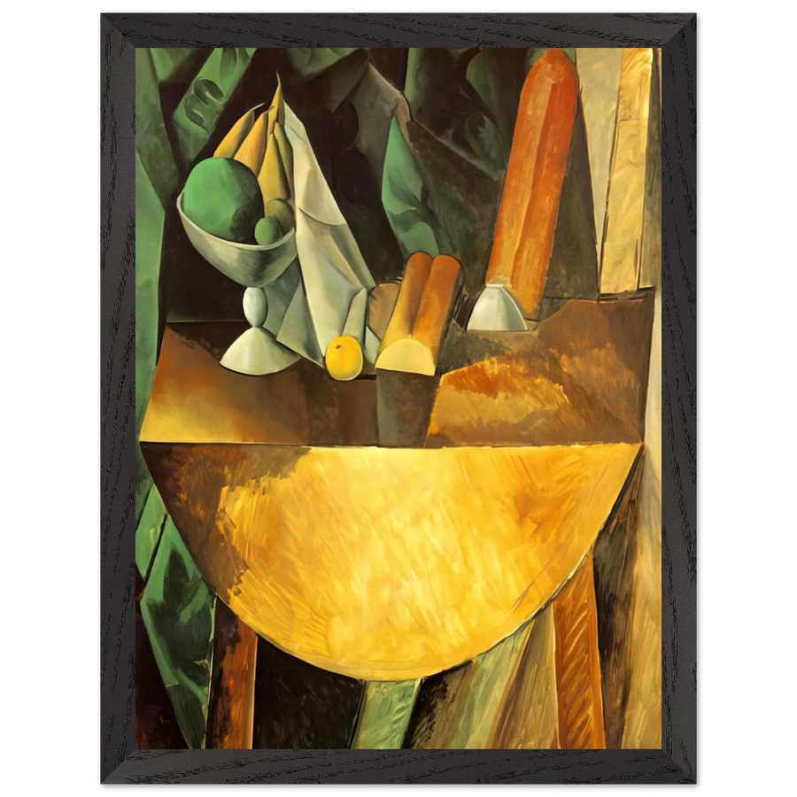 Bread and dish with fruits on the table by Pablo Picasso — Framed art print at Zephyeer