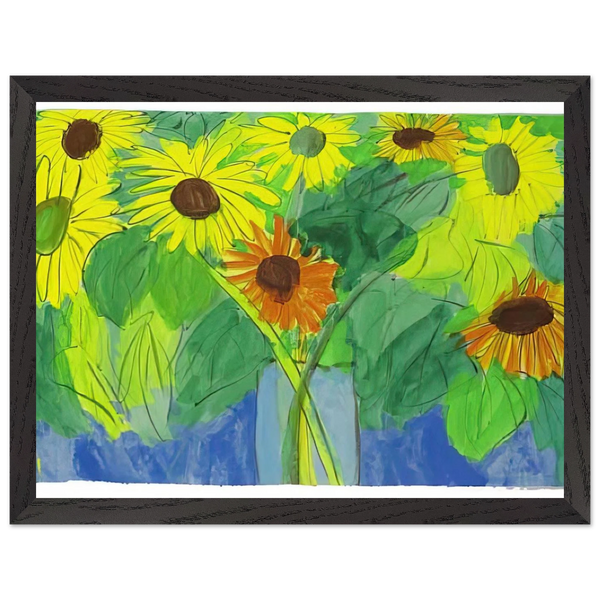 Orange and Yellow Sunflowers - Naïve Art Primitivism, Pop Art by Walasse Ting — Framed art print at Zephyeer