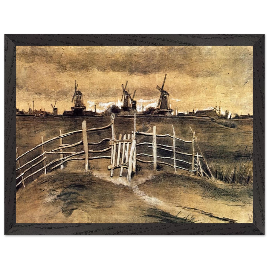 Windmils at Dordrecht by Vincent van Gogh — Framed art print at Zephyeer
