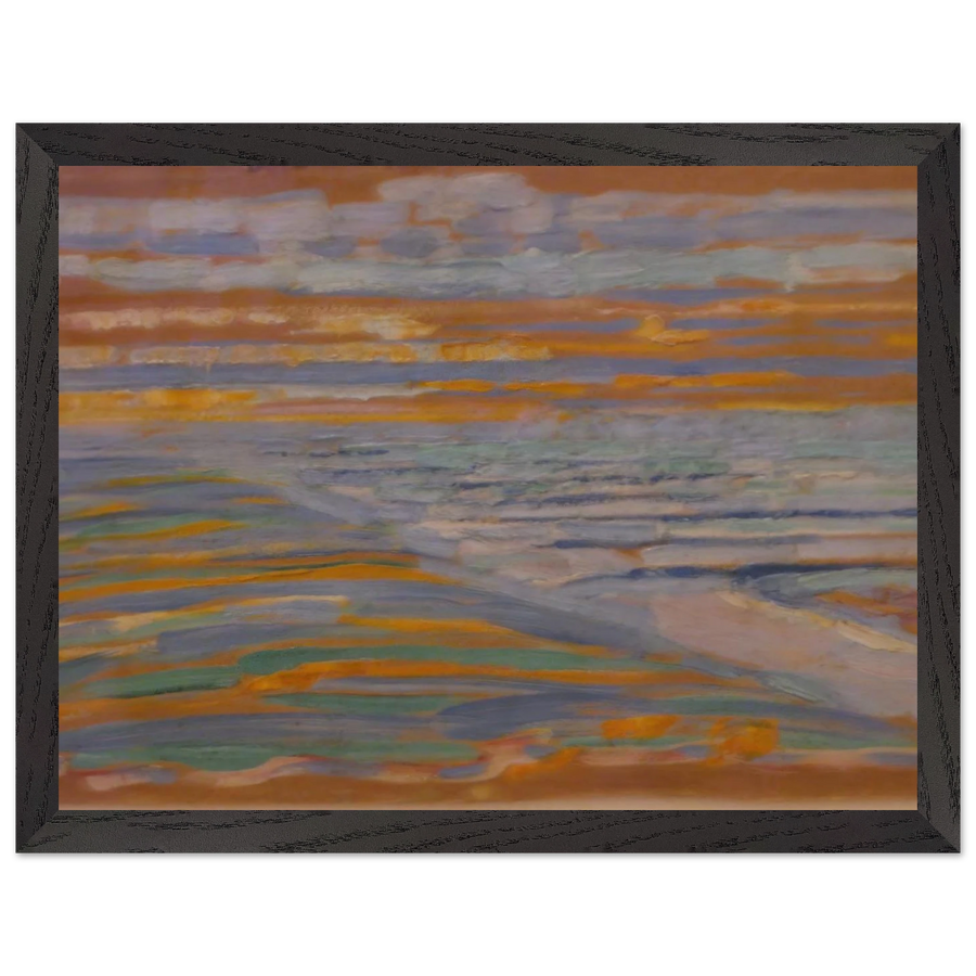 View from the Dunes with Beach and Piers by Piet Mondrian — Framed art print at Zephyeer