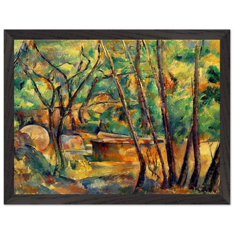 Millstone and Cistern Under Trees by Paul Cézanne — Framed art print at Zephyeer