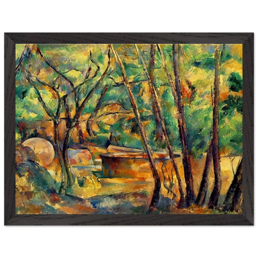 Millstone and Cistern Under Trees by Paul Cézanne — Framed art print at Zephyeer