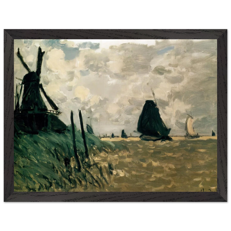 A Windmill near Zaandam by Claude Monet — Framed art print at Zephyeer