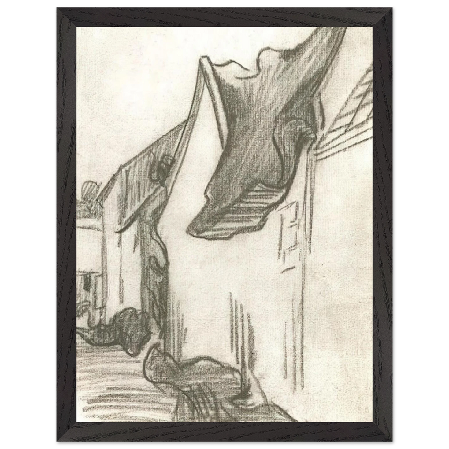 Village Street, Sketch by Vincent van Gogh — Framed art print at Zephyeer