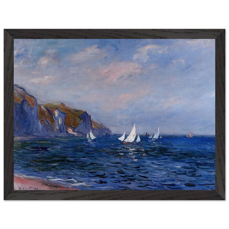 Cliffs and Sailboats at Pourville by Claude Monet — Framed art print at Zephyeer