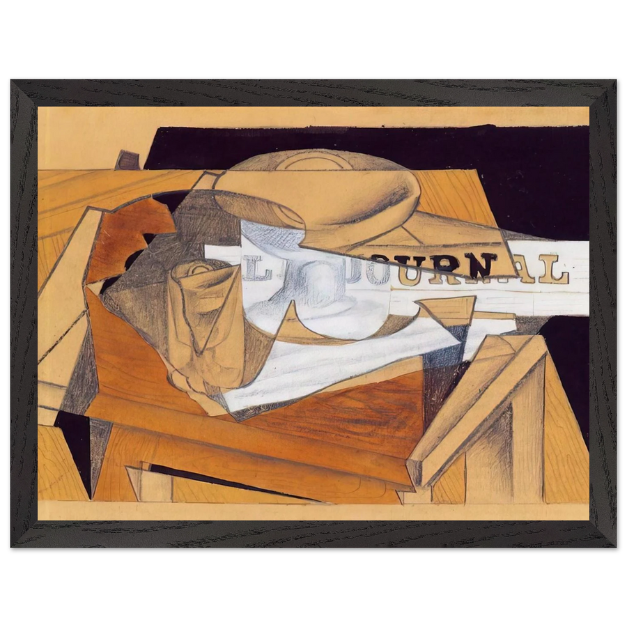BOWL GLASS AND NEWSPAPER by Juan Gris — Framed art print at Zephyeer