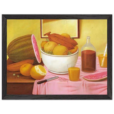 STILL LIFE WITH ORANGEADE by Fernando Botero — Framed art print at Zephyeer