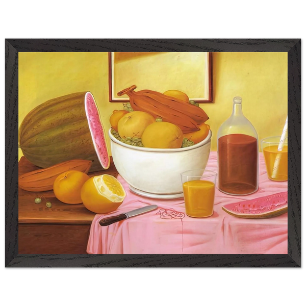 STILL LIFE WITH ORANGEADE by Fernando Botero — Framed art print at Zephyeer