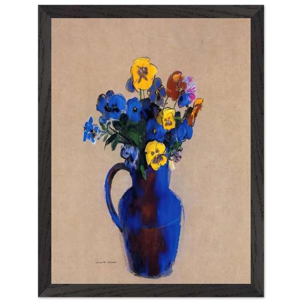 VASE OF FLOWERS PANSIES by Odilon Redon — Framed art print at Zephyeer
