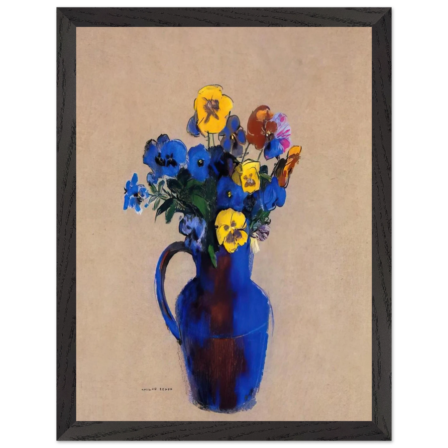 VASE OF FLOWERS PANSIES by Odilon Redon — Framed art print at Zephyeer