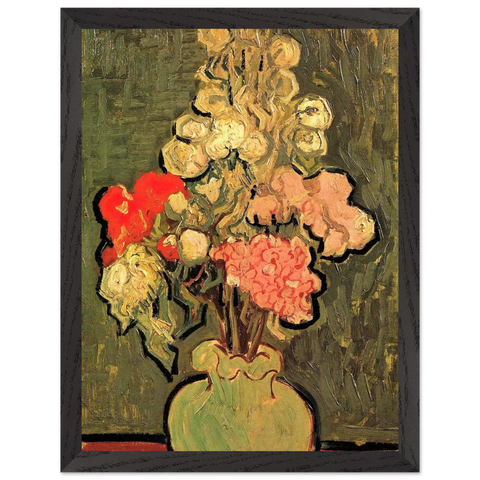 Still Life Vase with Rose-Mallows by Vincent van Gogh — Framed art print at Zephyeer