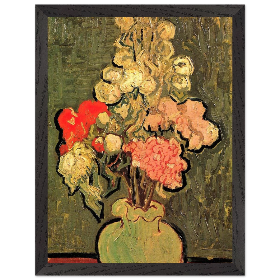 Still Life Vase with Rose-Mallows by Vincent van Gogh — Framed art print at Zephyeer